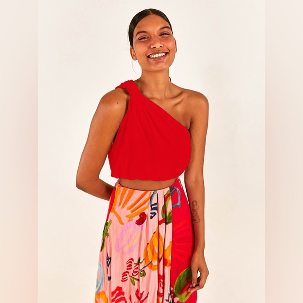 Farm Rio Red Knot Crop Top - Sz. L - NWT